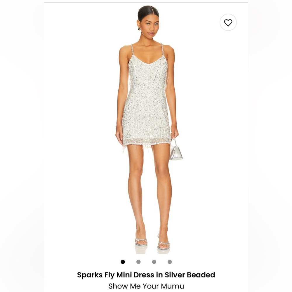 Sparks fly mini dress in silver beaded